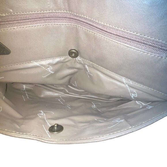 Tandem of California Vintage Tan-Sacs Grey Leather Purse Shoulder Bag - Picture 8 of 11